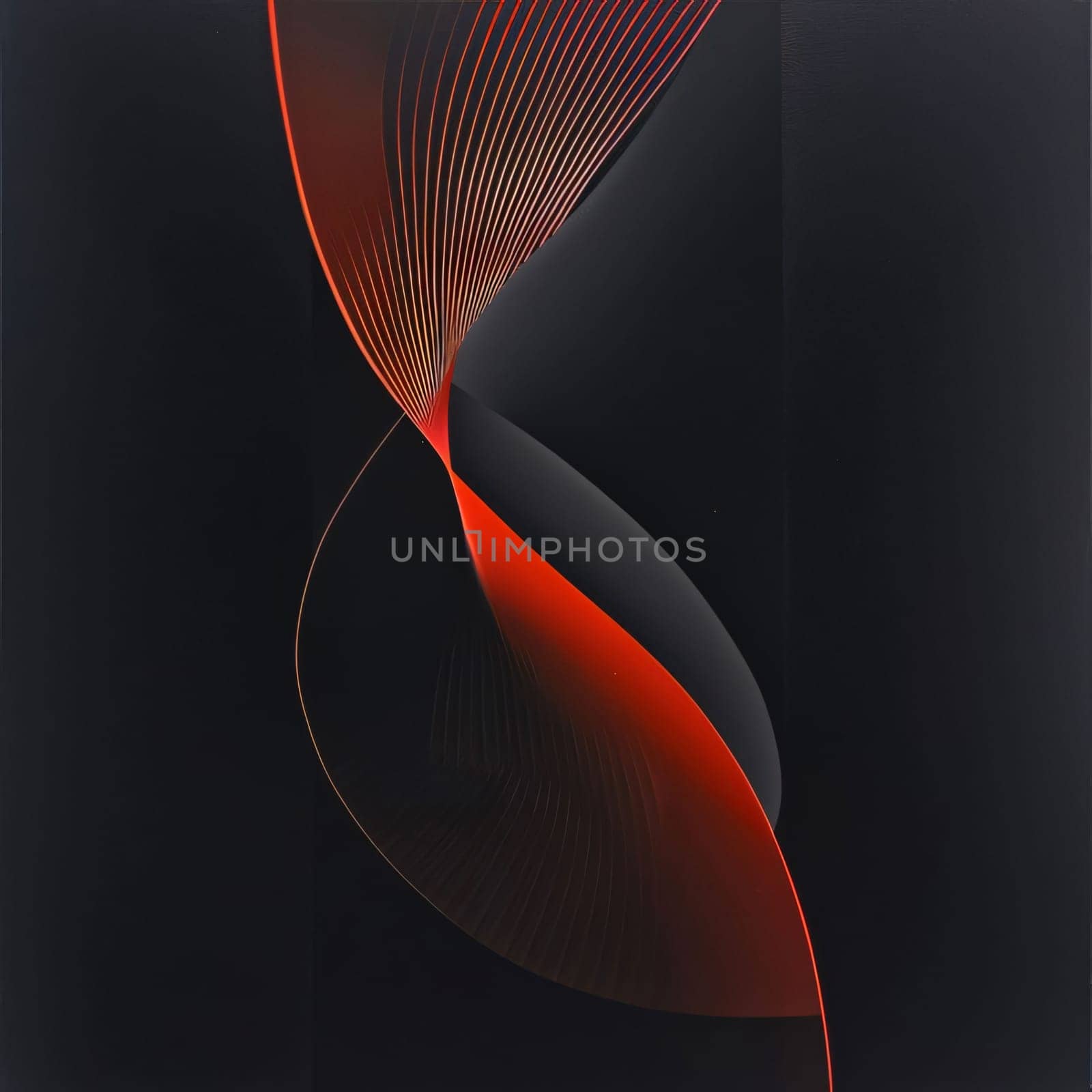Abstract background with red curved lines on black background. Vector illustration. by ThemesS