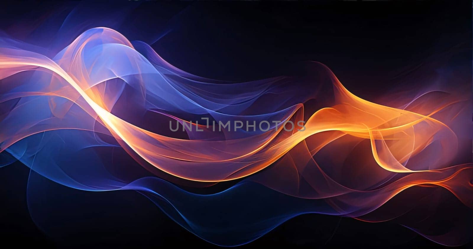 abstract background with orange and blue waves, vector art illustration. by ThemesS