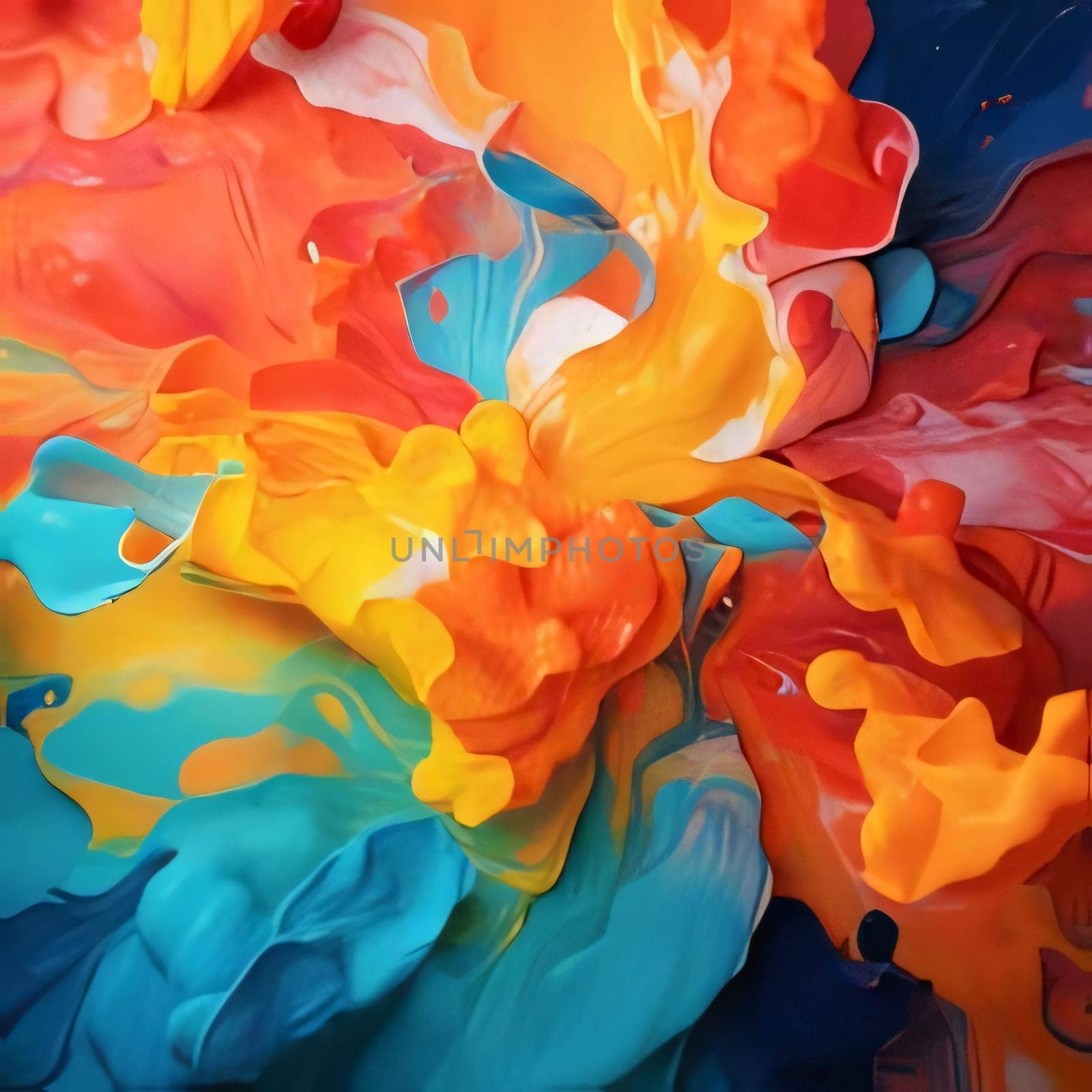 abstract background of colorful acrylic paint splashes on white paper. by ThemesS
