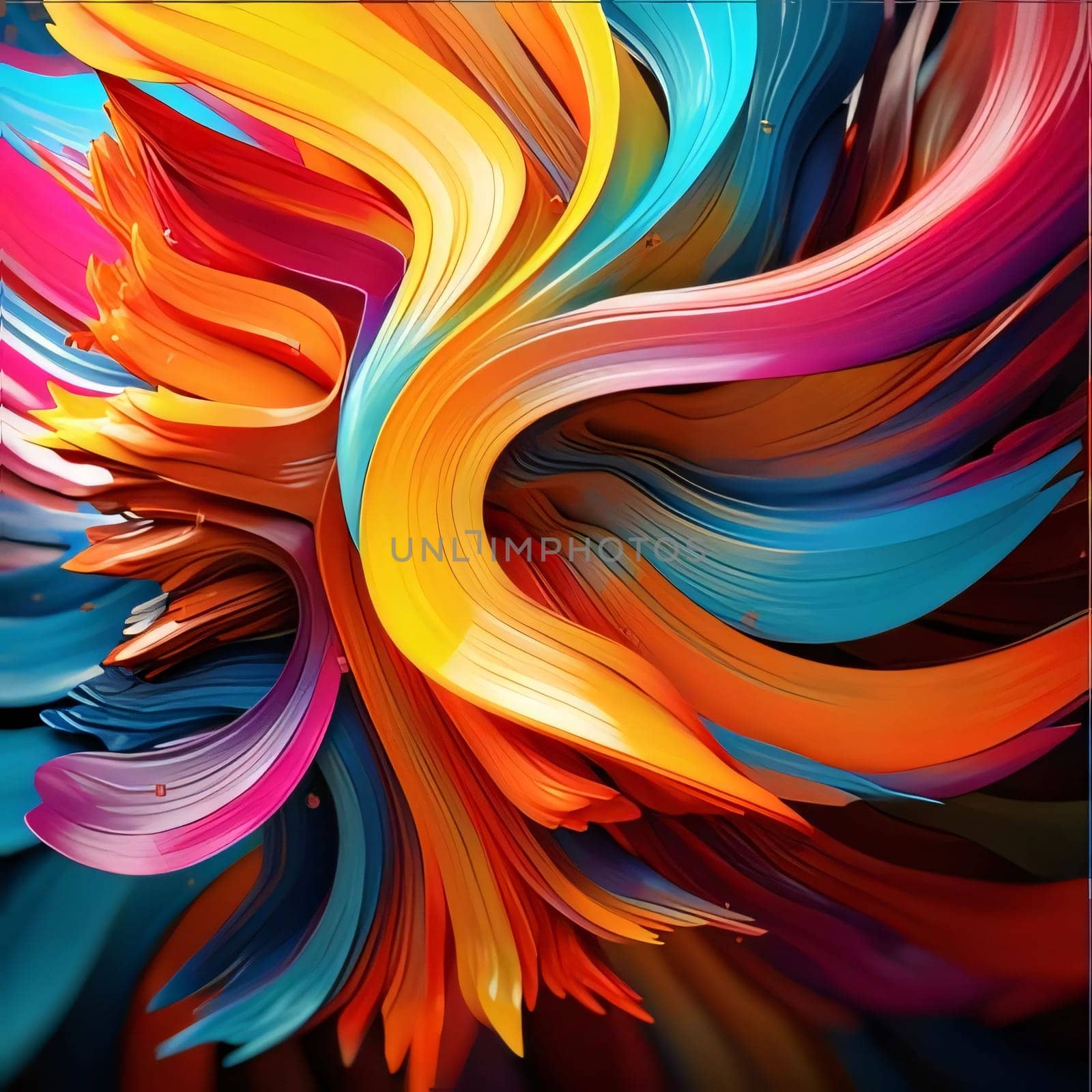 Colorful abstract background with brush strokes. 3d rendering, 3d illustration. by ThemesS