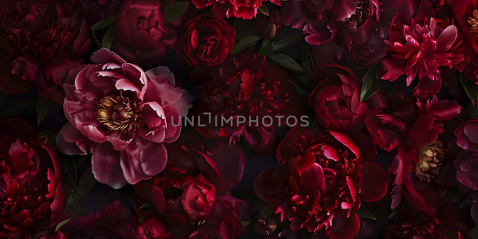 Vibrant magenta petals of annual plant on dark canvas by Nadtochiy