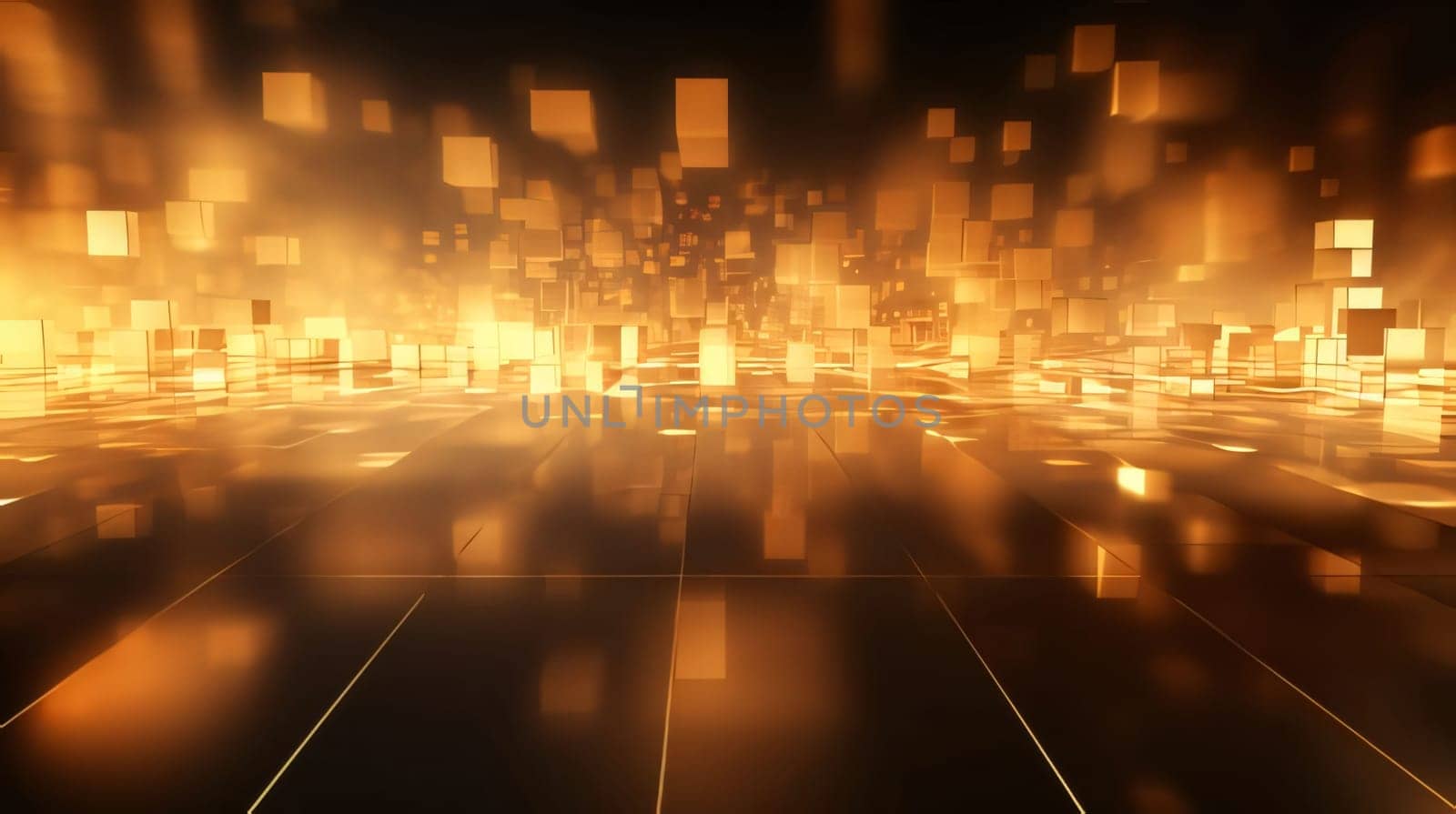 Abstract background design: golden technology background with glowing lines. High resolution 3d render