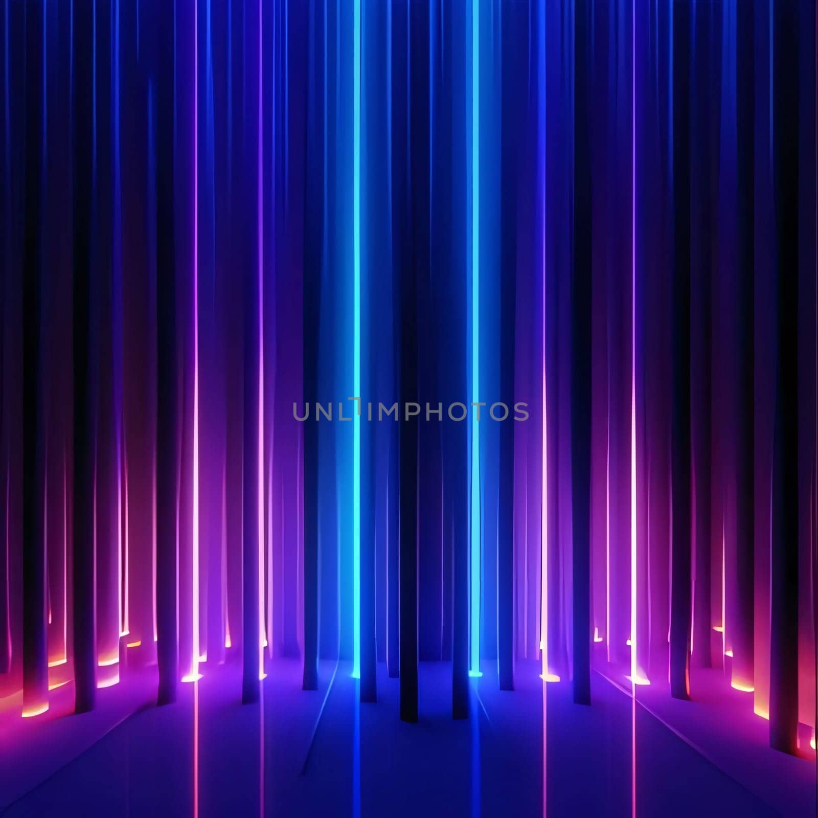 Abstract background design: Abstract 3d rendering of empty stage with blue and purple neon lights