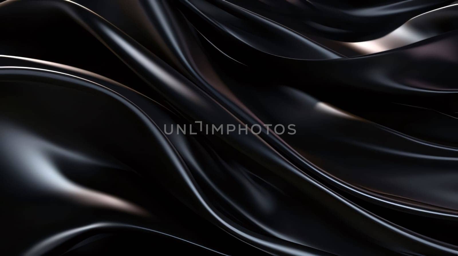 Abstract background design: Closeup of black satin fabric with some smooth folds in it