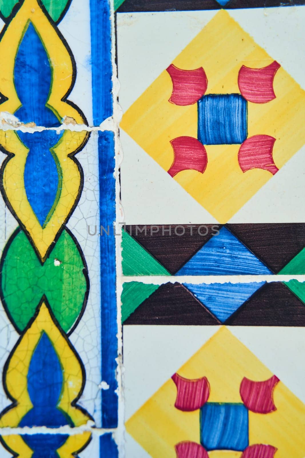 a close up of a colorful tile Portugal pattern by driver-s