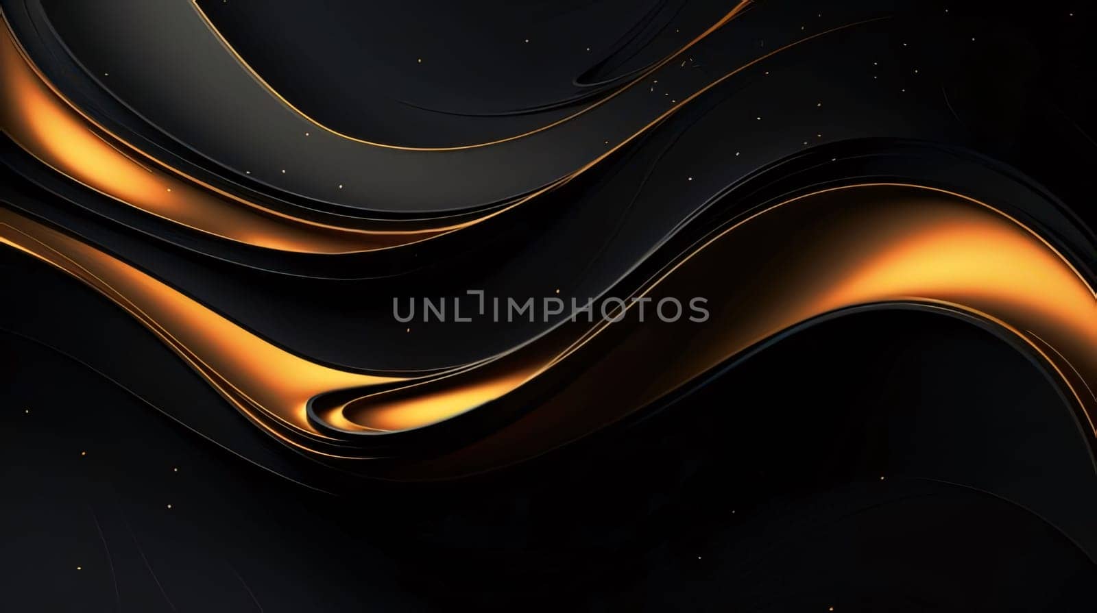 Abstract background design: Black and gold wavy background. 3d rendering, 3d illustration.