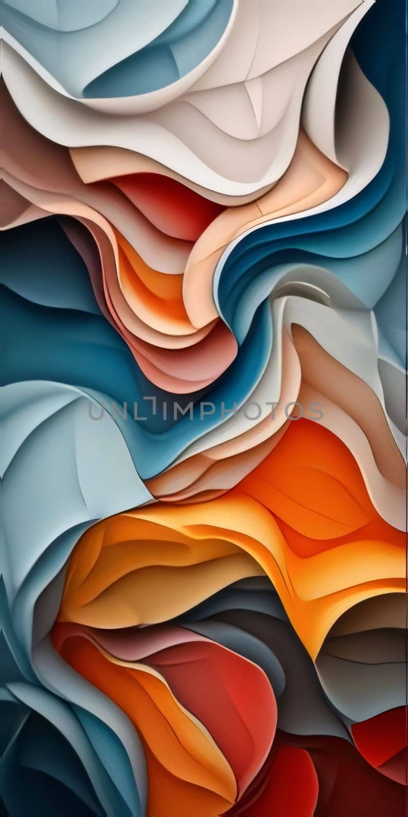 Abstract background design: 3d rendering of abstract wavy background. Colorful paper layers