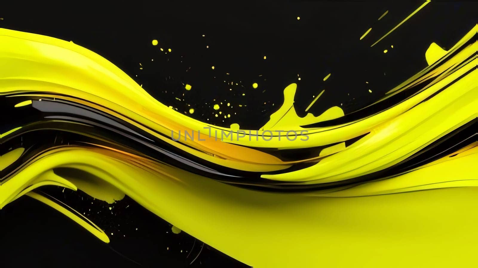 3d render of abstract background with yellow and black paint splashes by ThemesS