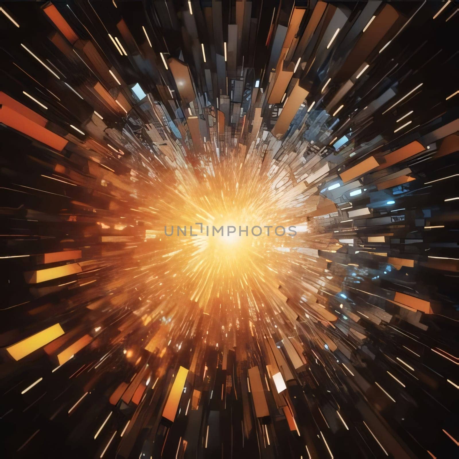 abstract background with rays and bokeh. 3d rendering by ThemesS