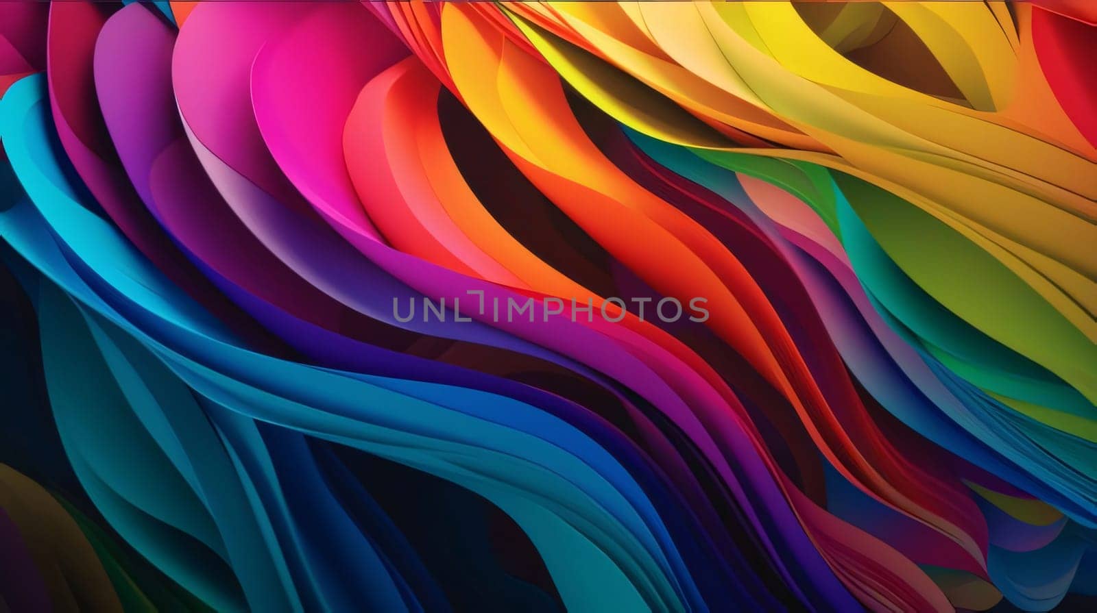 3d render, abstract background, multicolored waves, rainbow colors by ThemesS