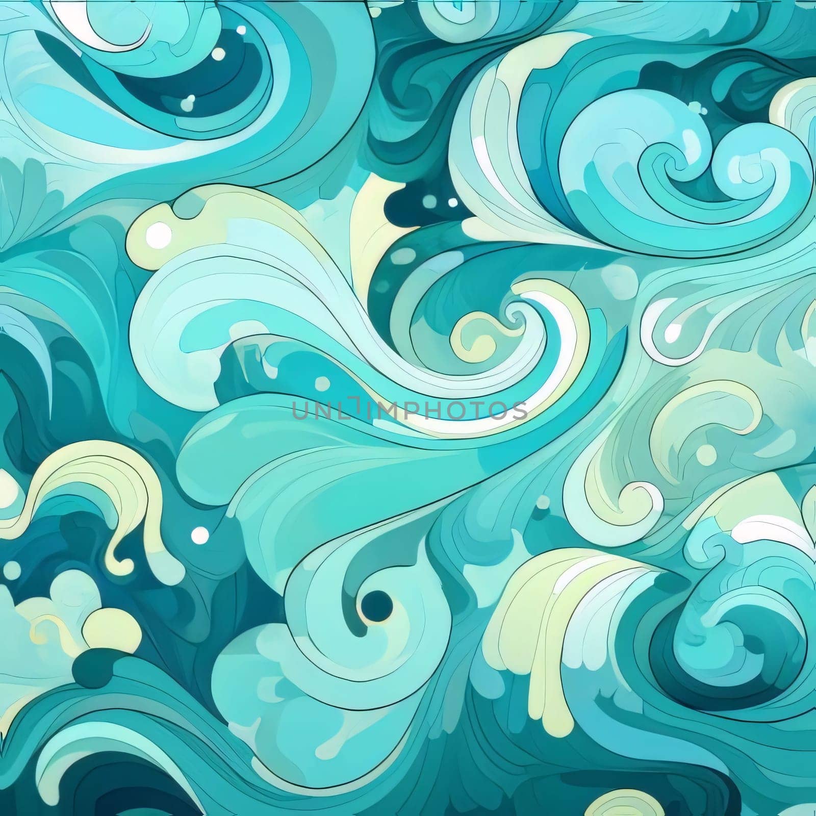 Seamless watercolor pattern with waves. Hand-drawn illustration. by ThemesS