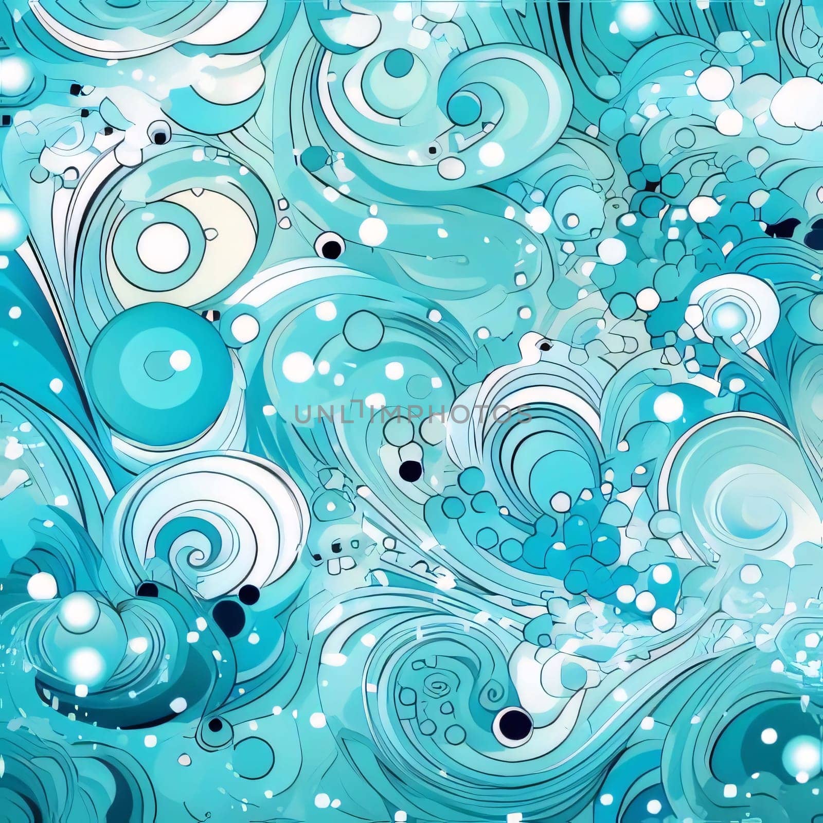 Abstract background design: Blue abstract background with waves and bubbles. Vector illustration for your design