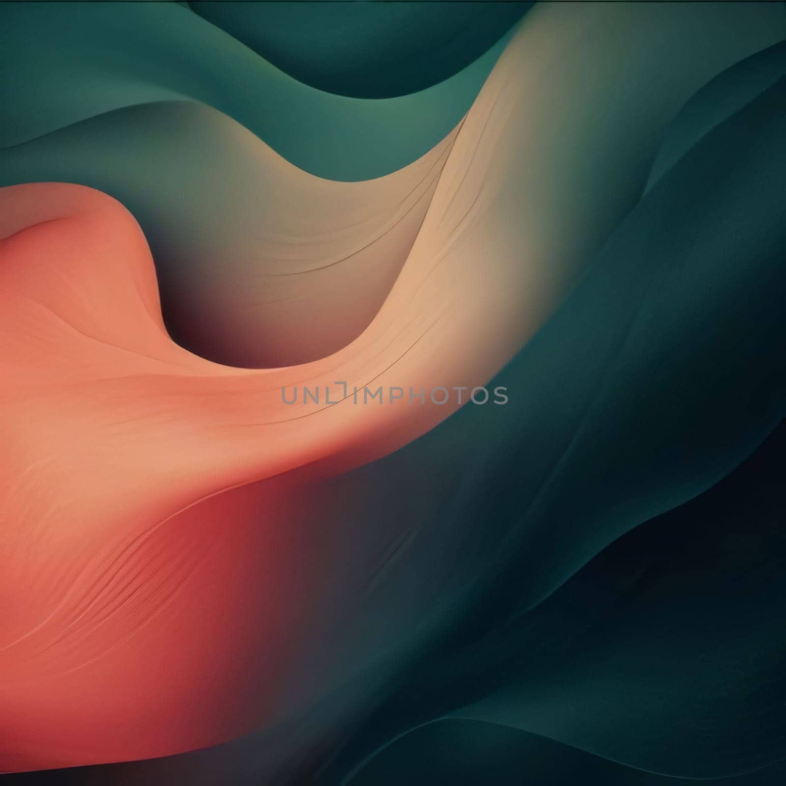 abstract background with waves in green and orange colors, 3d render by ThemesS