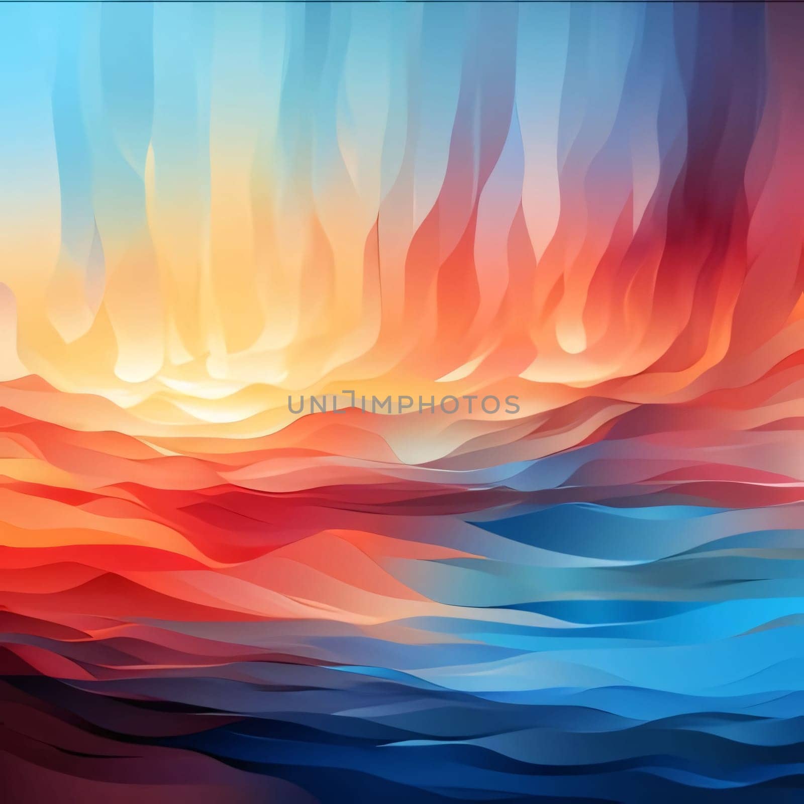 Abstract blue and orange background with waves. Vector illustration for your design by ThemesS