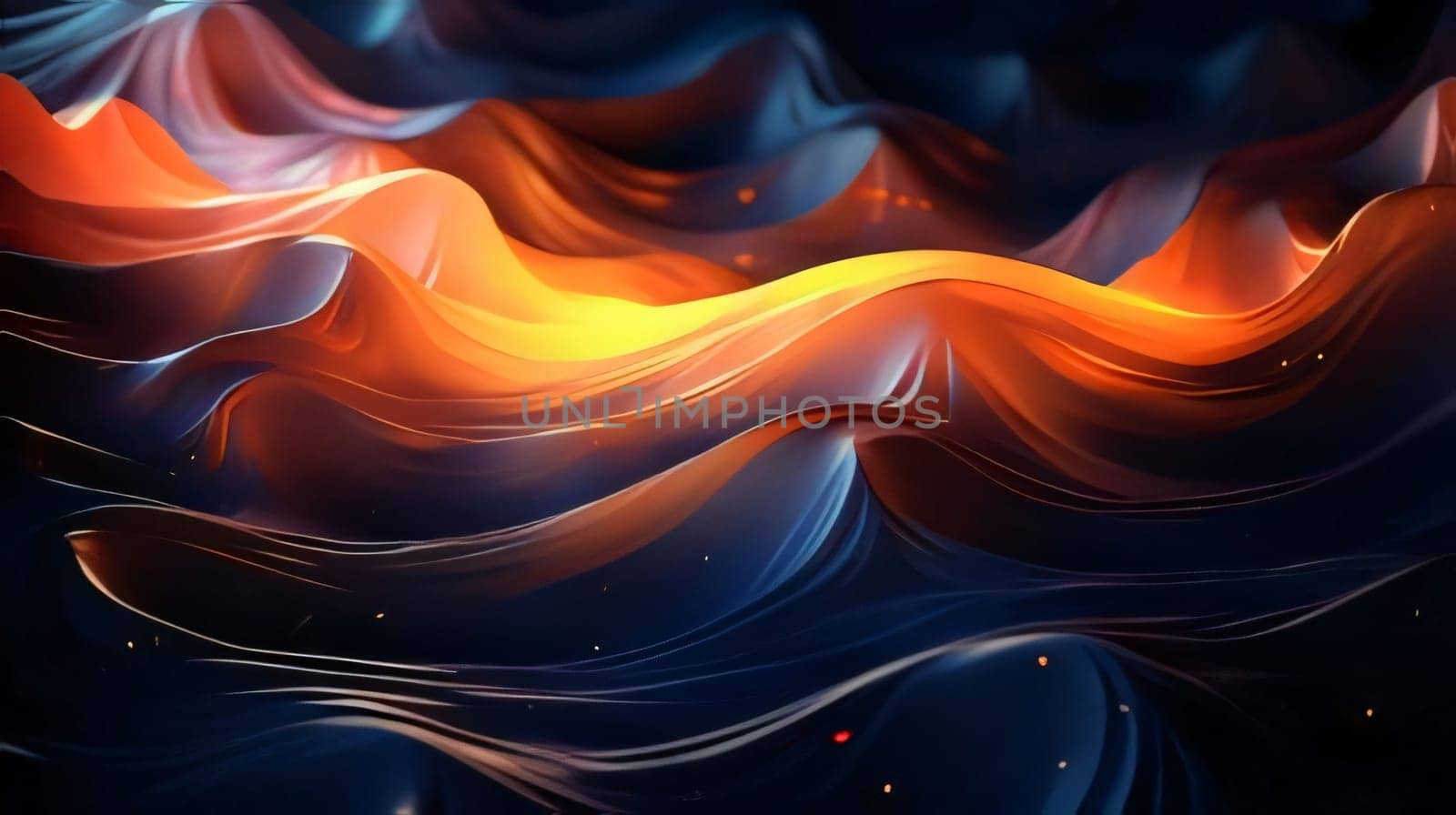 abstract background with blue, orange and yellow waves. 3d rendering by ThemesS