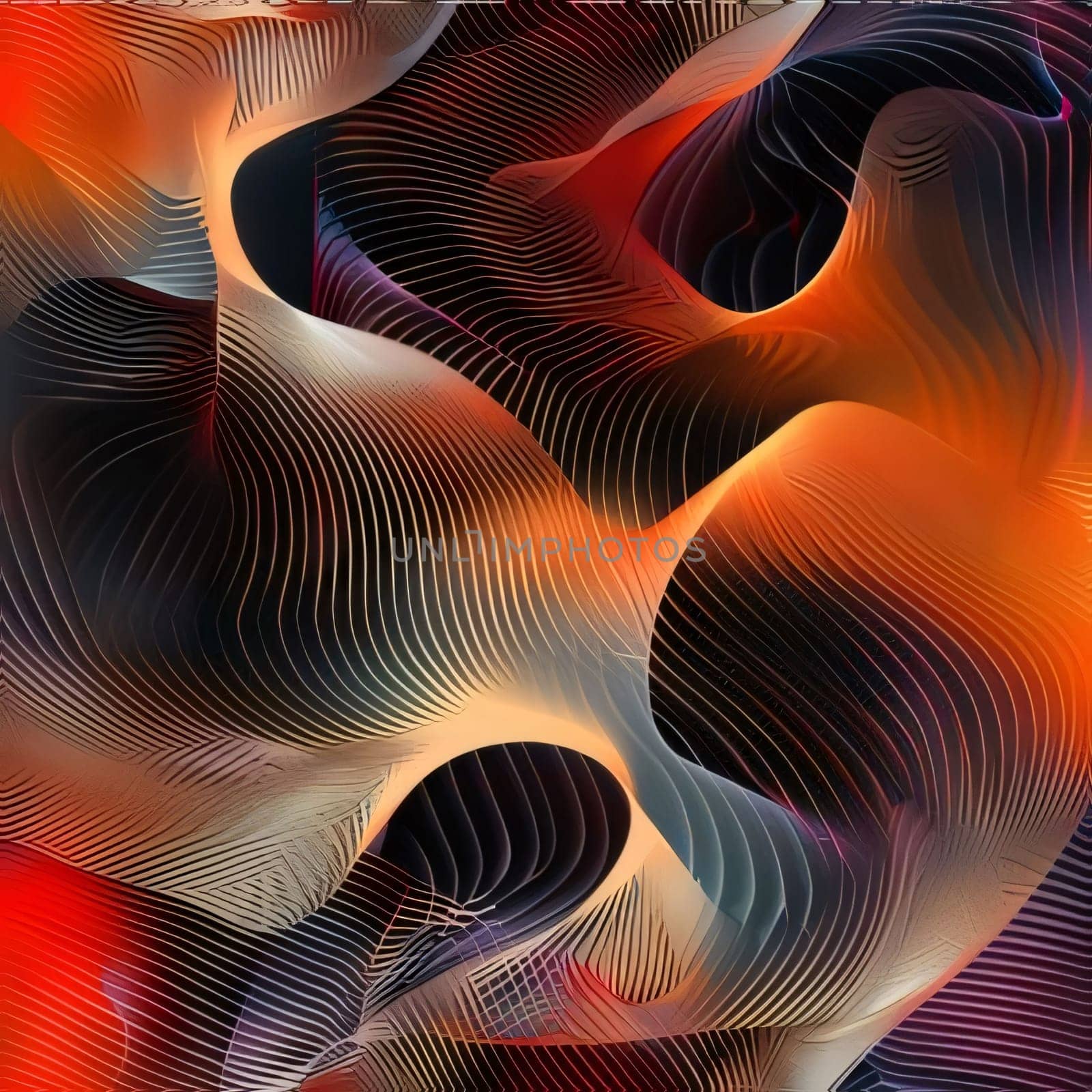 Abstract background with lines and waves. 3d rendering, 3d illustration. by ThemesS