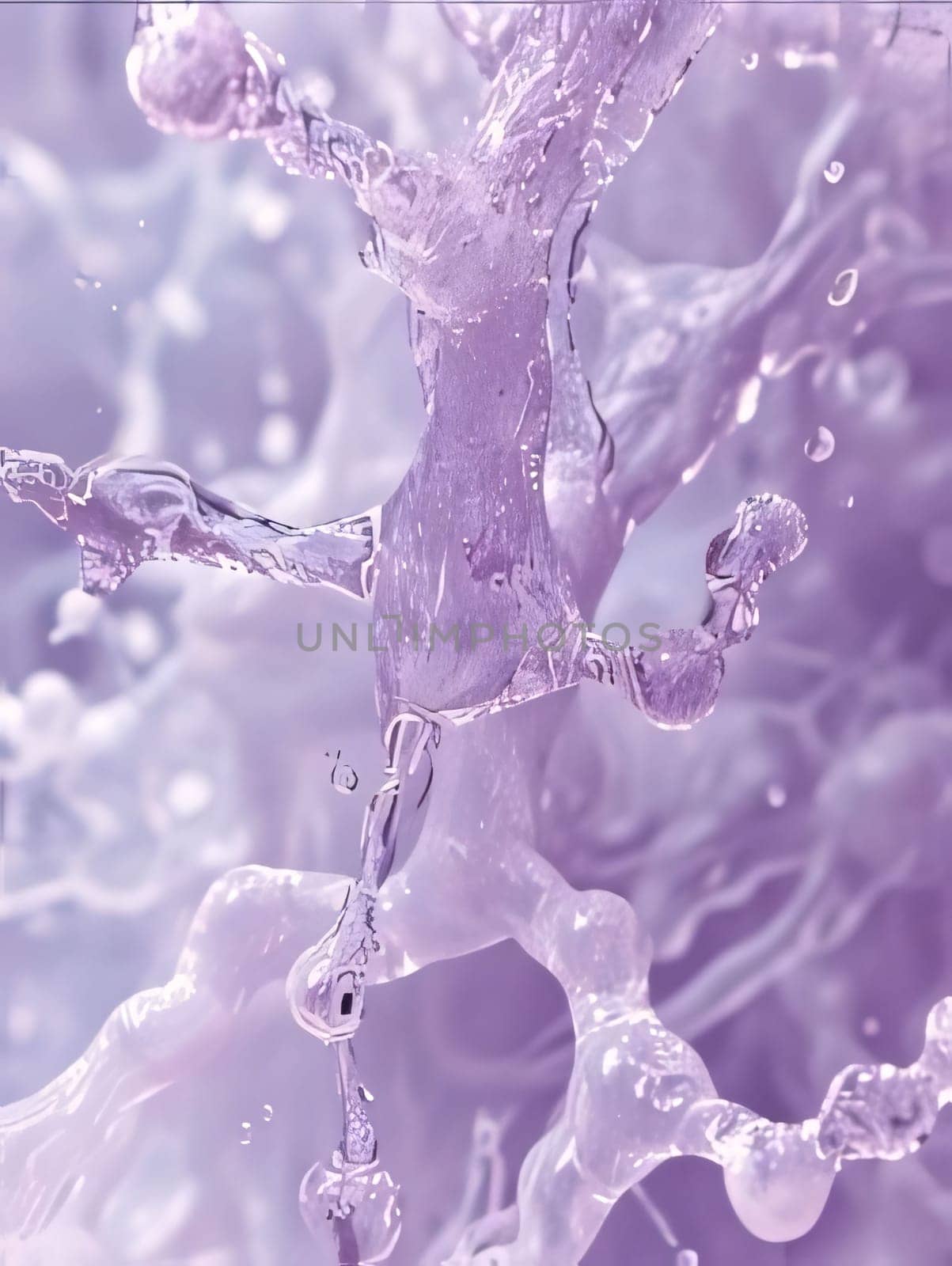 Abstract background design: Splashes of water on a purple background. 3d rendering, 3d illustration.
