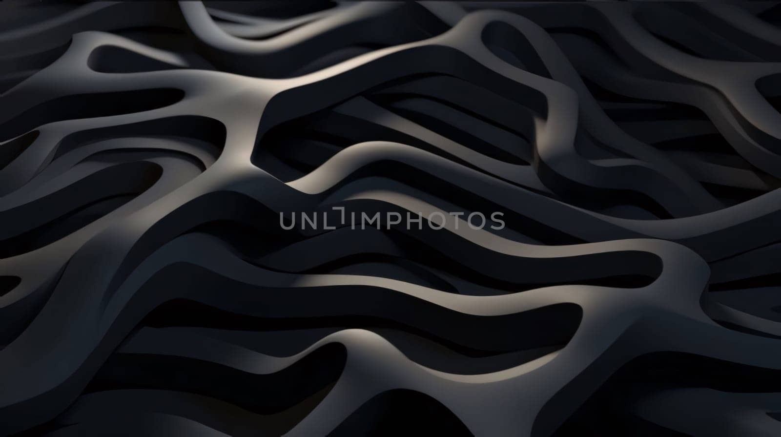 Abstract 3d rendering of wavy surface. Dark wavy background. Creative concept. by ThemesS