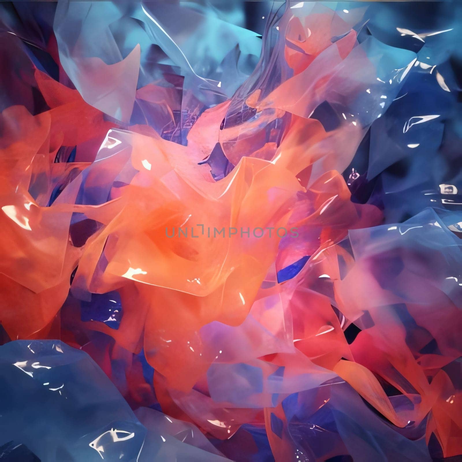 Abstract background design: abstract background made of blue and red transparent plastic cellophane