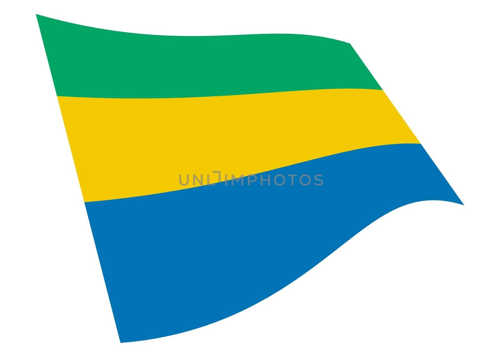 A Gabon waving flag graphic isolated on white with clipping path