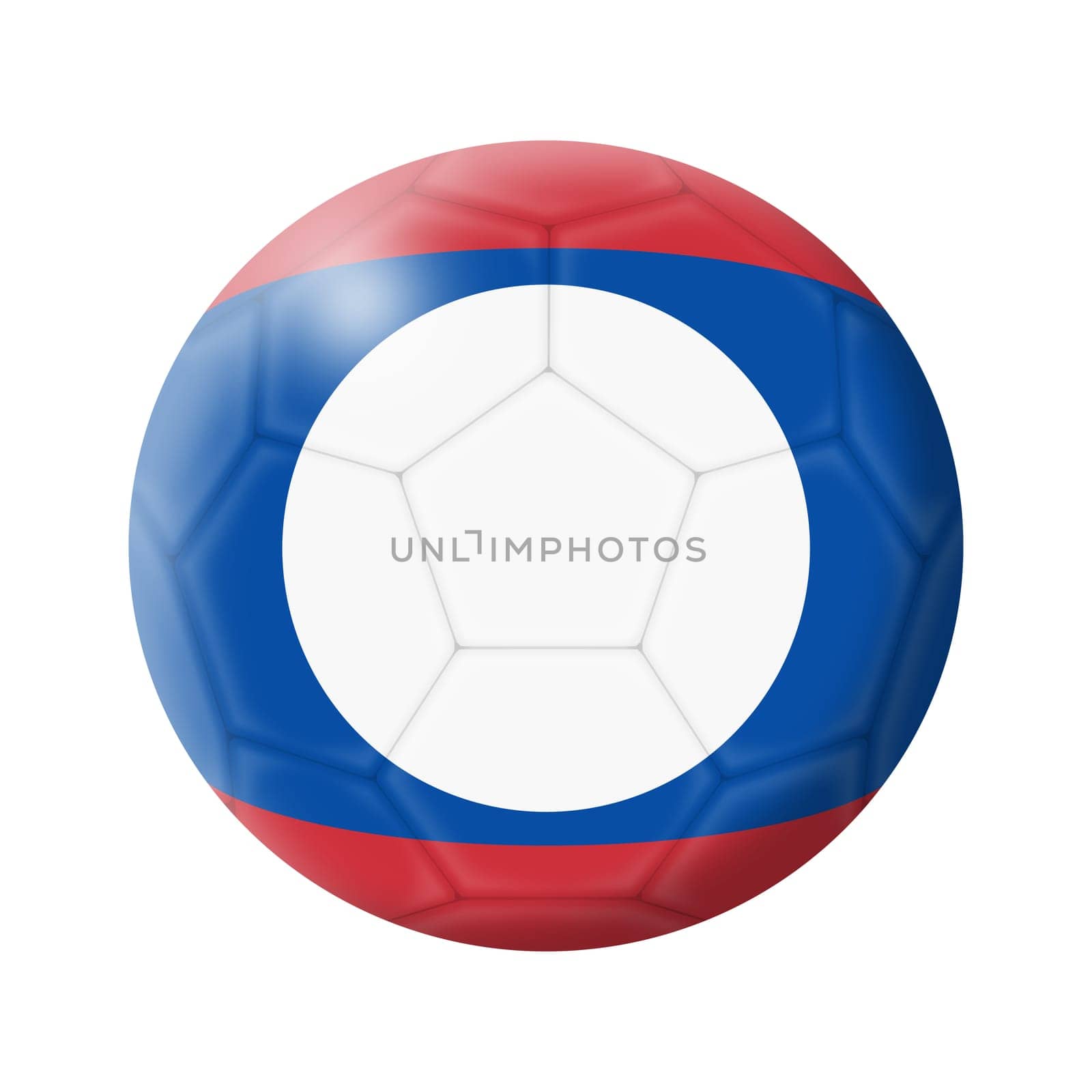 A Laos soccer ball football 3d illustration isolated on white with clipping path