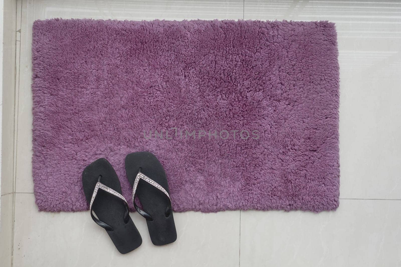 Pair of shoes on a rectangle rug in shades of purple by towfiq007