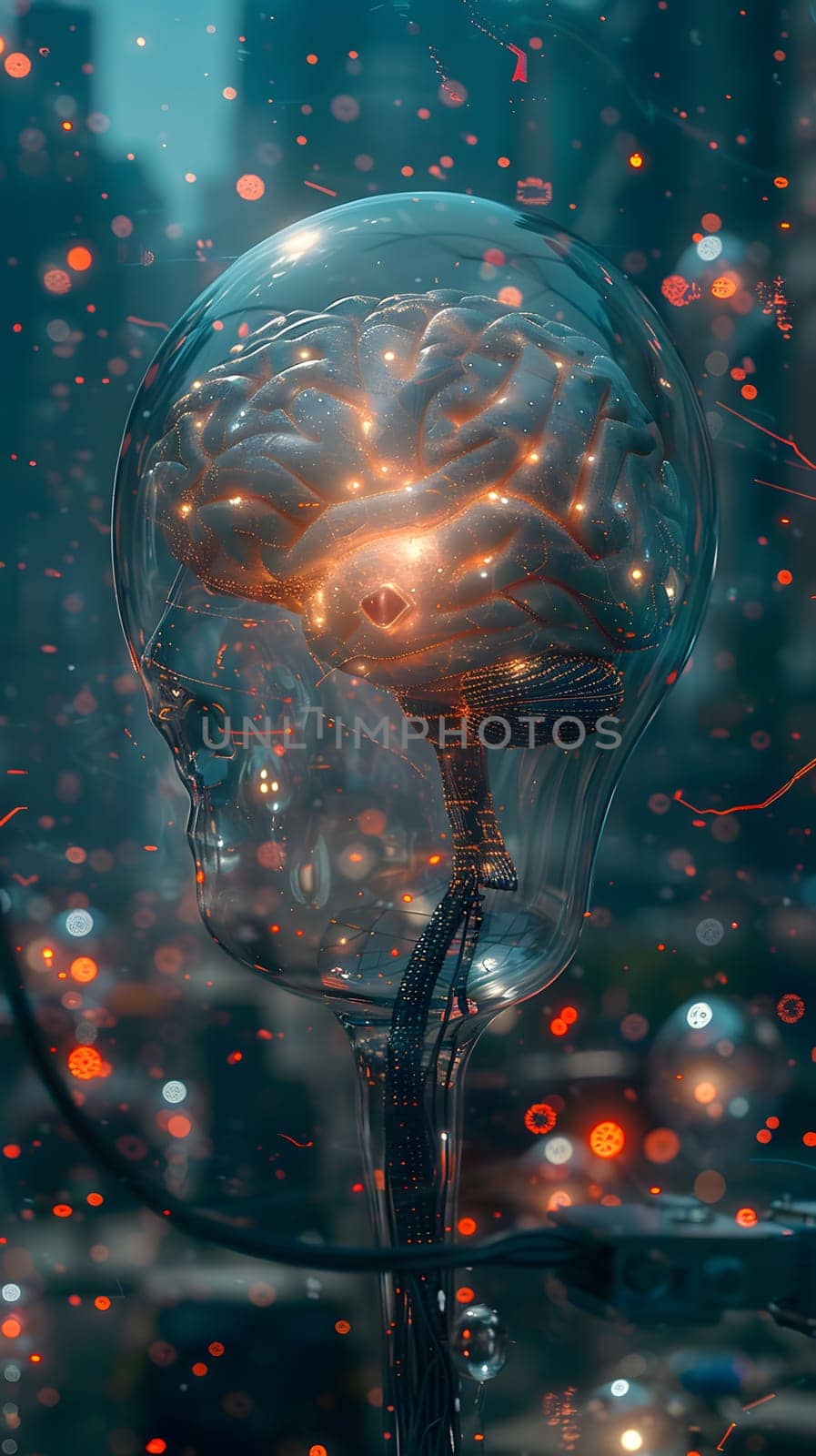 a light bulb with a brain inside of it by Nadtochiy
