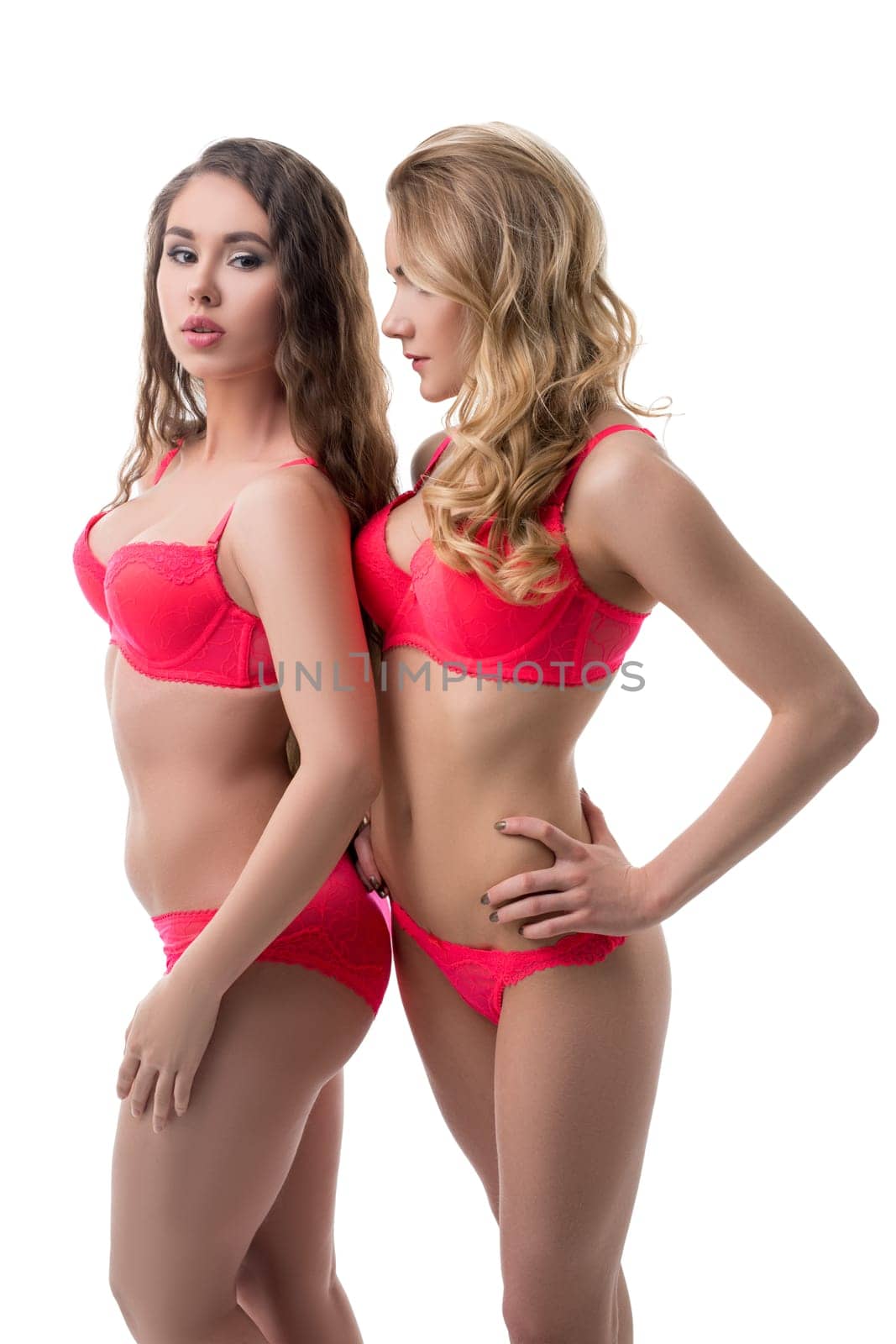 Two beautiful girls advertise stylish underwear by rivertime
