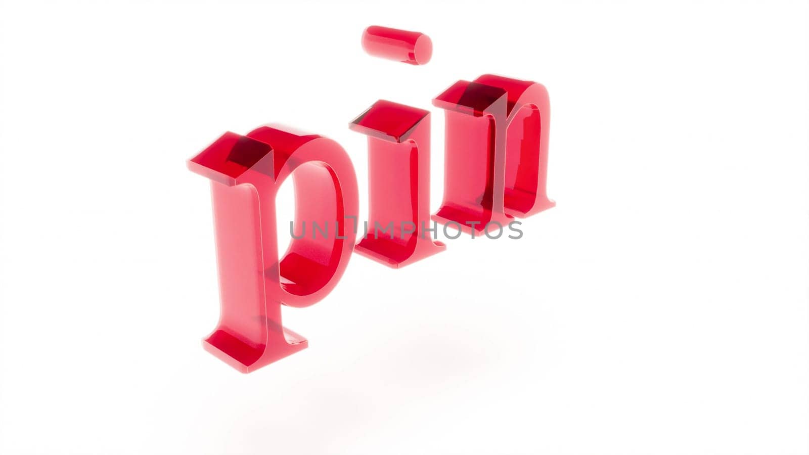 Color glass text PIN code password rotate on white back 3d render