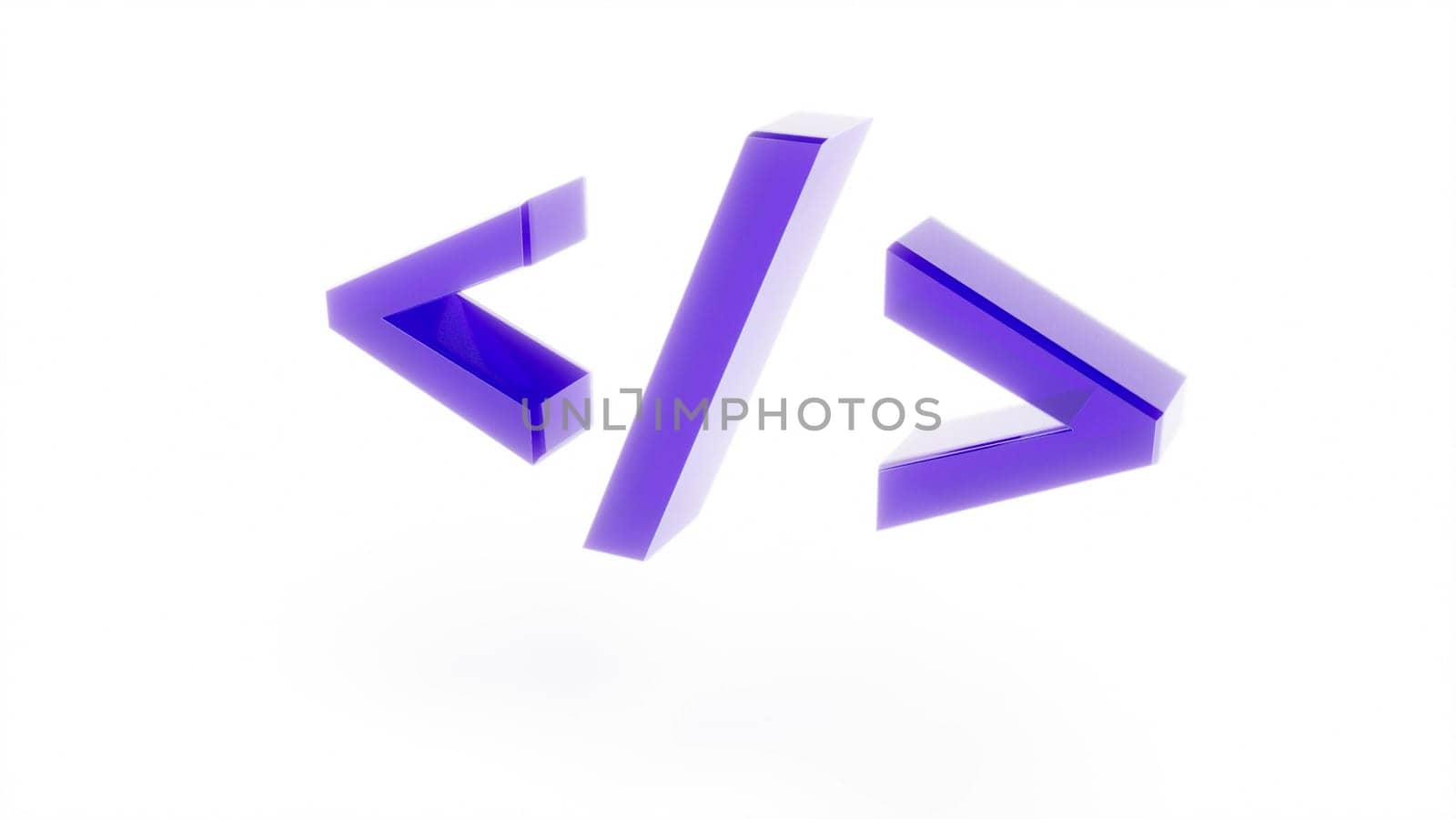 Color glass sign Programming code symbol Development and software rotate on white back 3d render by Zozulinskyi