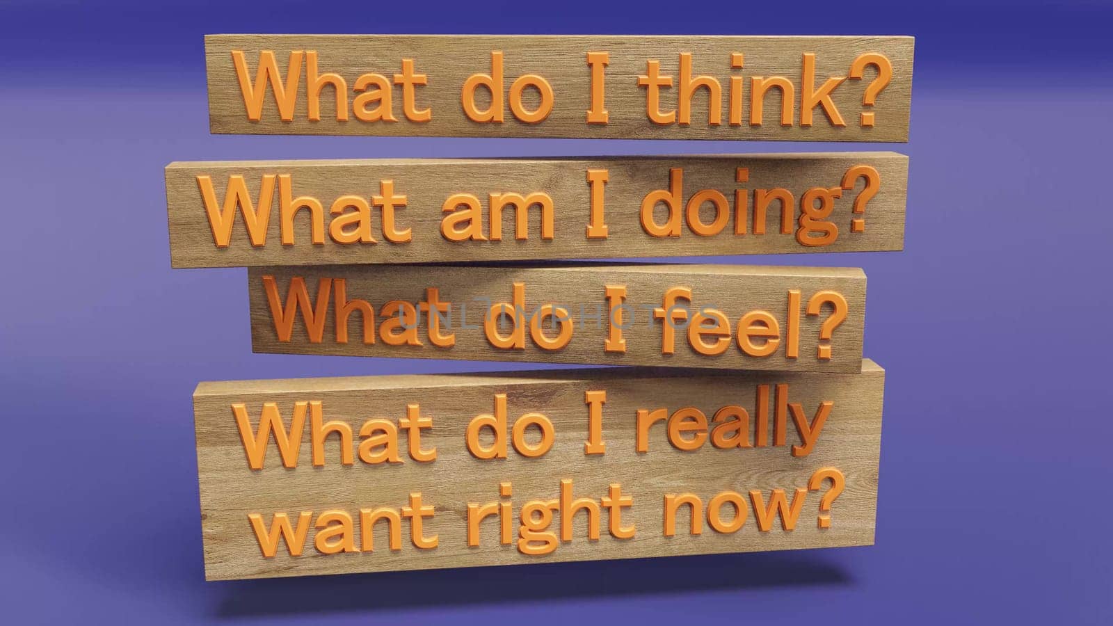 Motivational psychological phrases on wooden boards 3d render