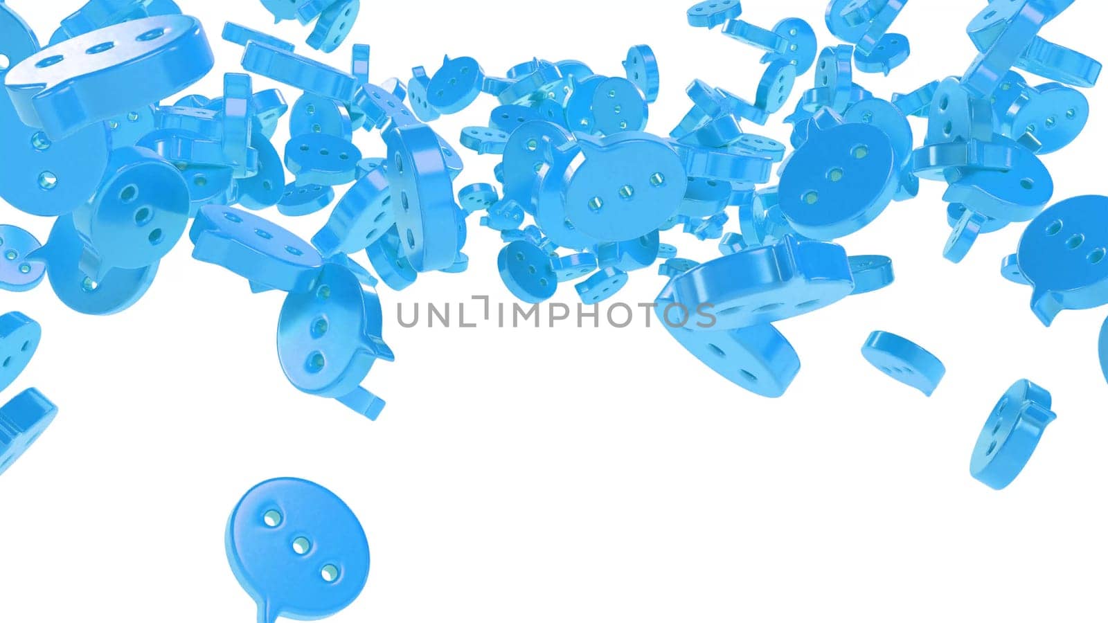 Blue 3D Realistic chat or online message on white back 3d render
