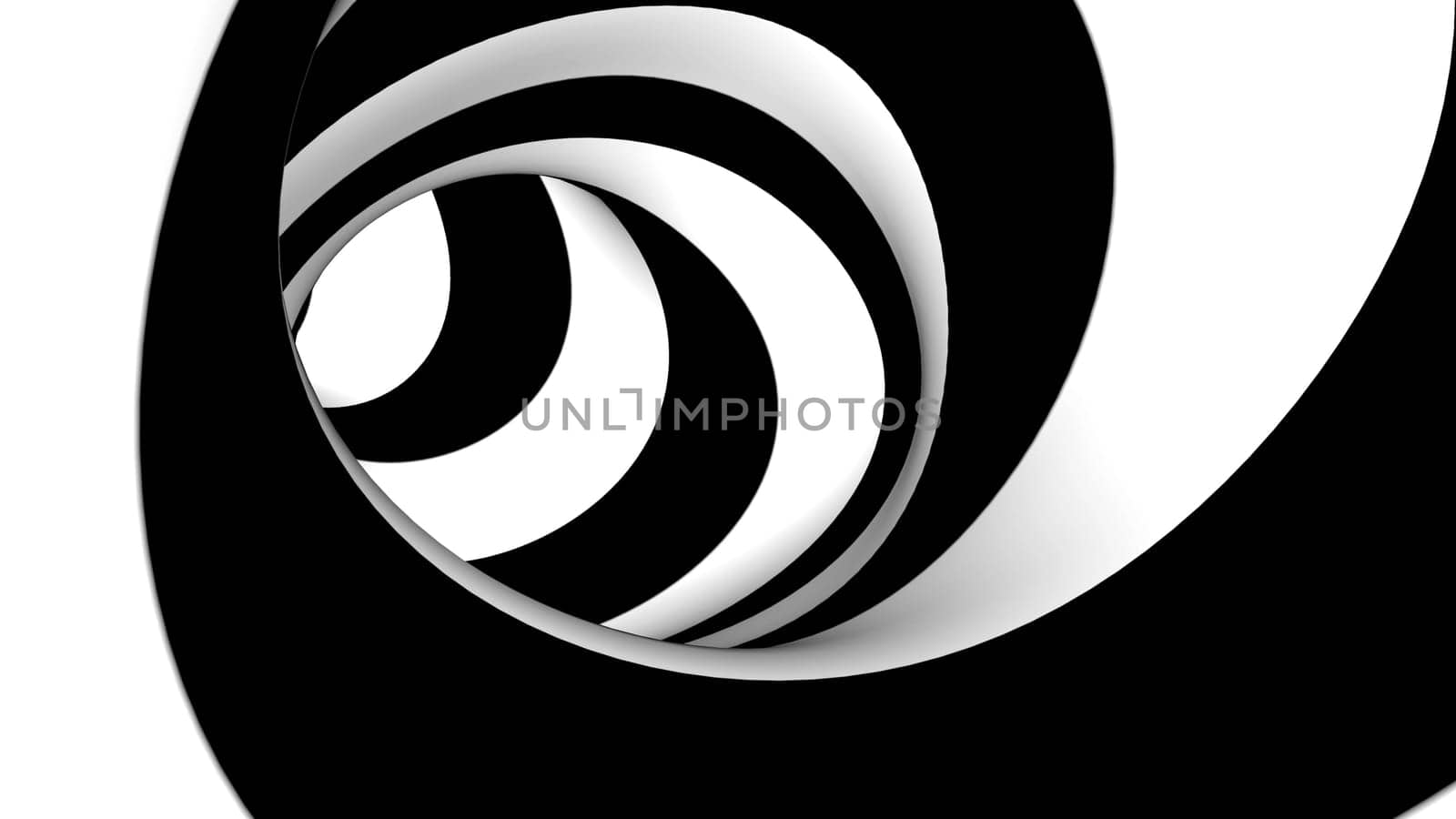 Black white stripe tunnel 3d render