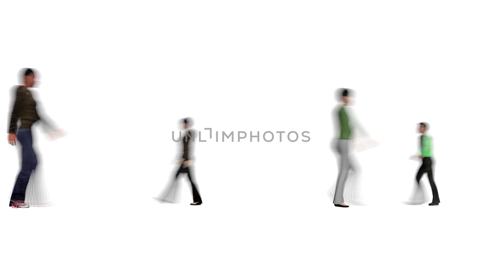 Blur people crowd on white bg 3d render