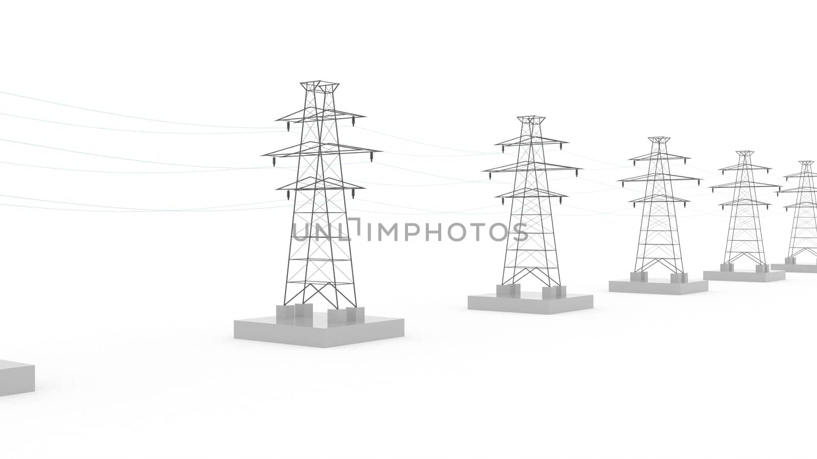 Power line electricity towers 3d style 3d render