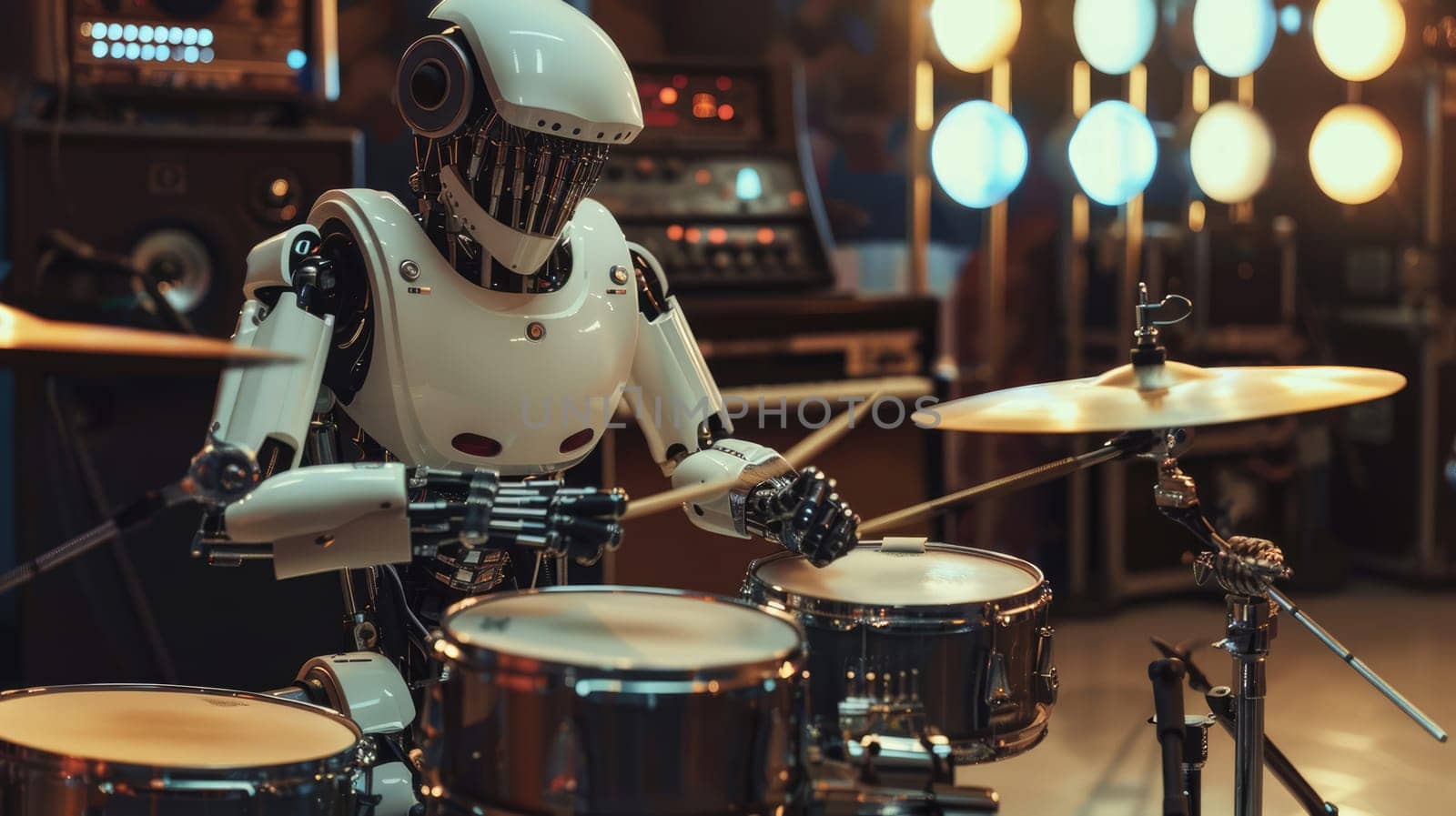 Robot musician plays drums. The use of artificial intelligence in the field of musical art AI