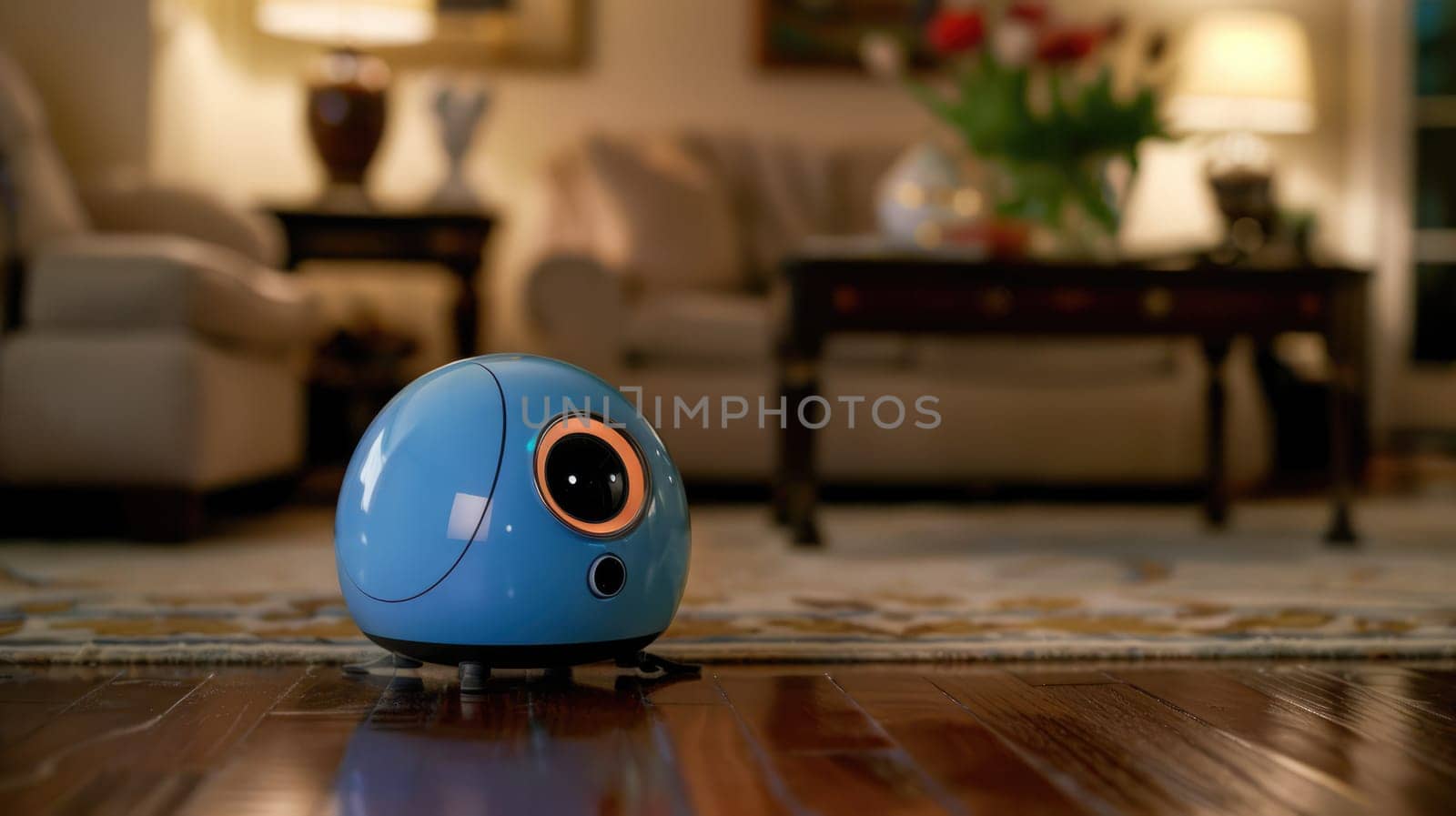 Robot cleans the house. Modern technologies in the form of a home assistant for cleaning and housekeeping. AI