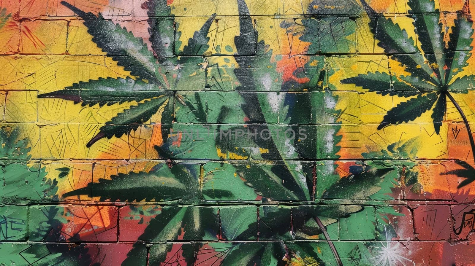 Street graffiti art of weed in support of legalization AI