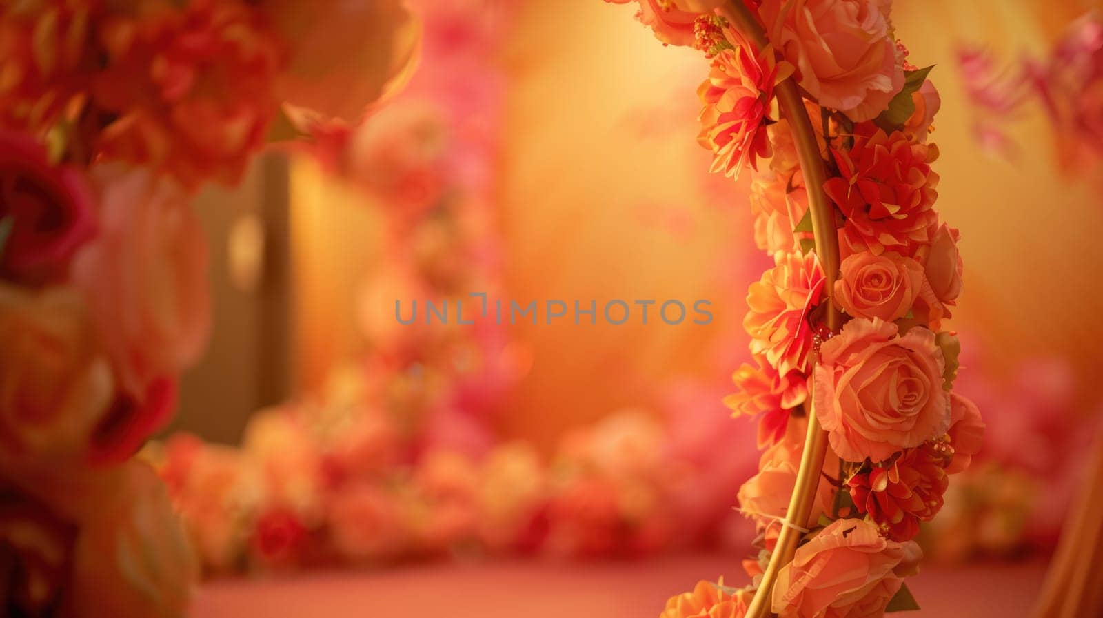 Flower arch for decoration of festive ceremonies AI