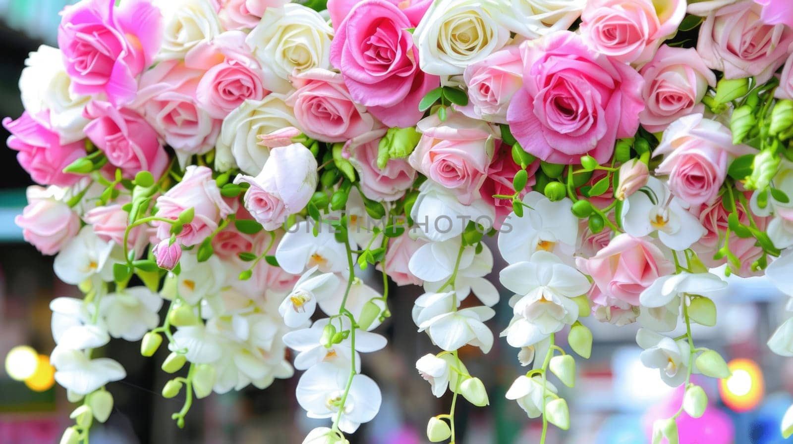 Flower arch for decoration of festive ceremonies AI