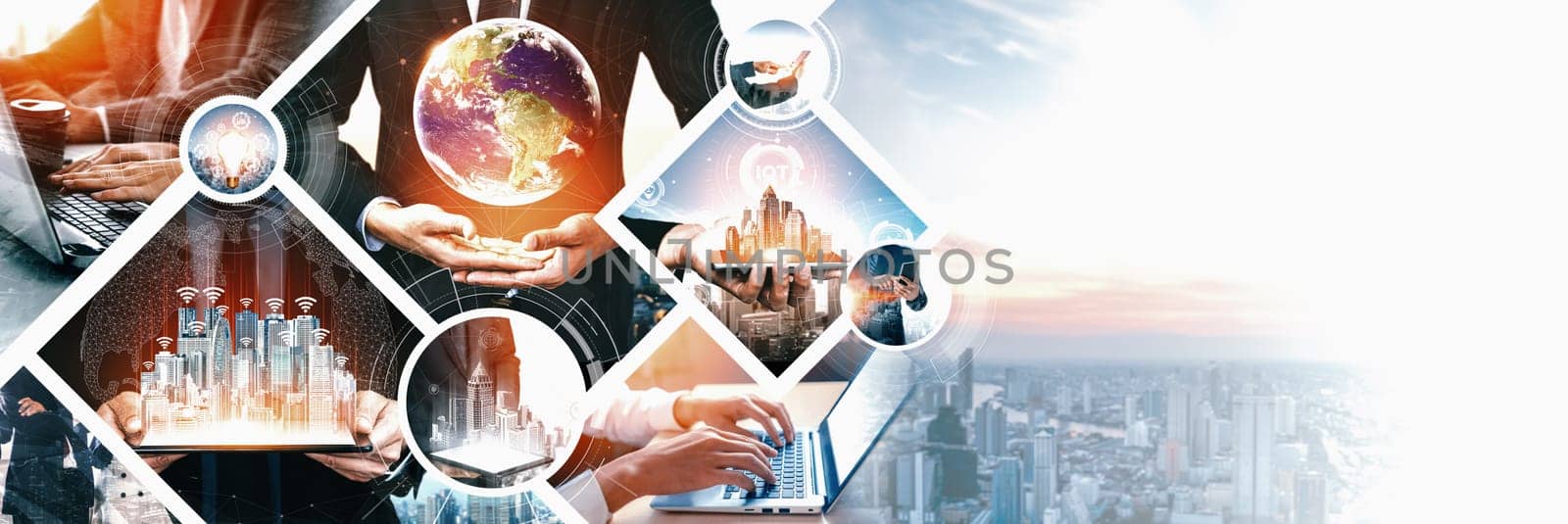 Communication technology , smart connection IOT and people network technology concept. People using connective device to connect to the secured internet network and cloud computing server vexel
