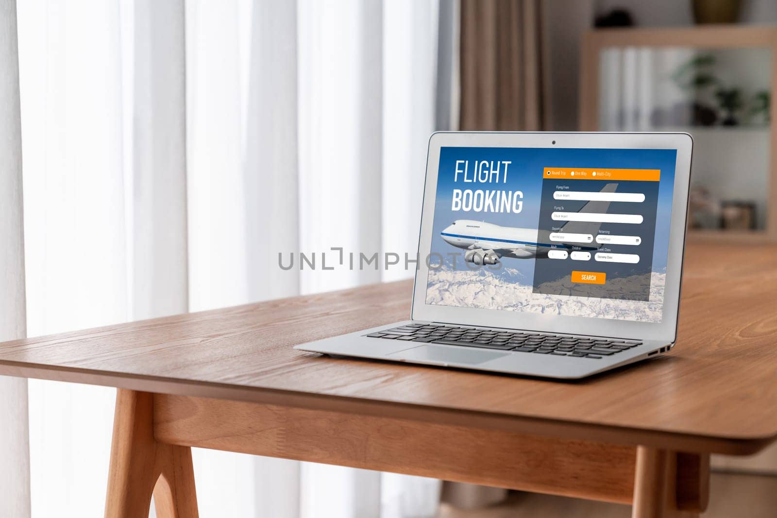 Online flight booking website provide modish reservation system . Travel technology concept .