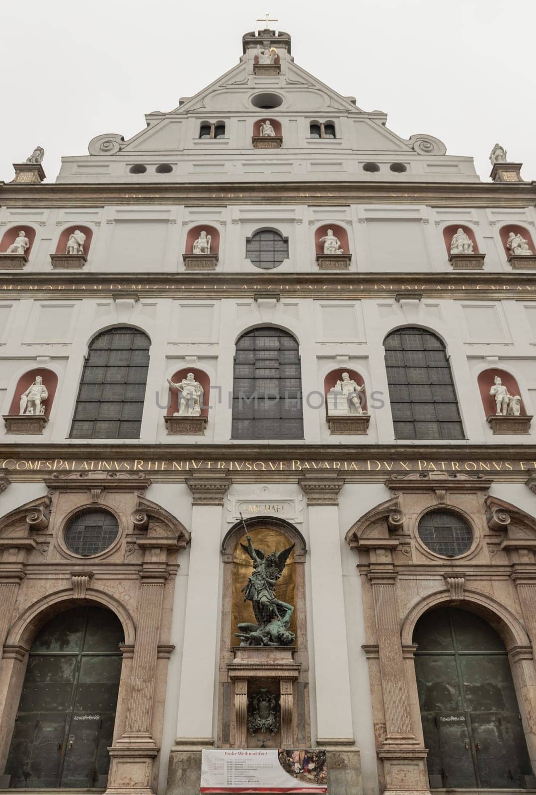 Exterior architecture of St. Michael's Church (Michaelskirche Jesuit church) in Munich. by tosirikul