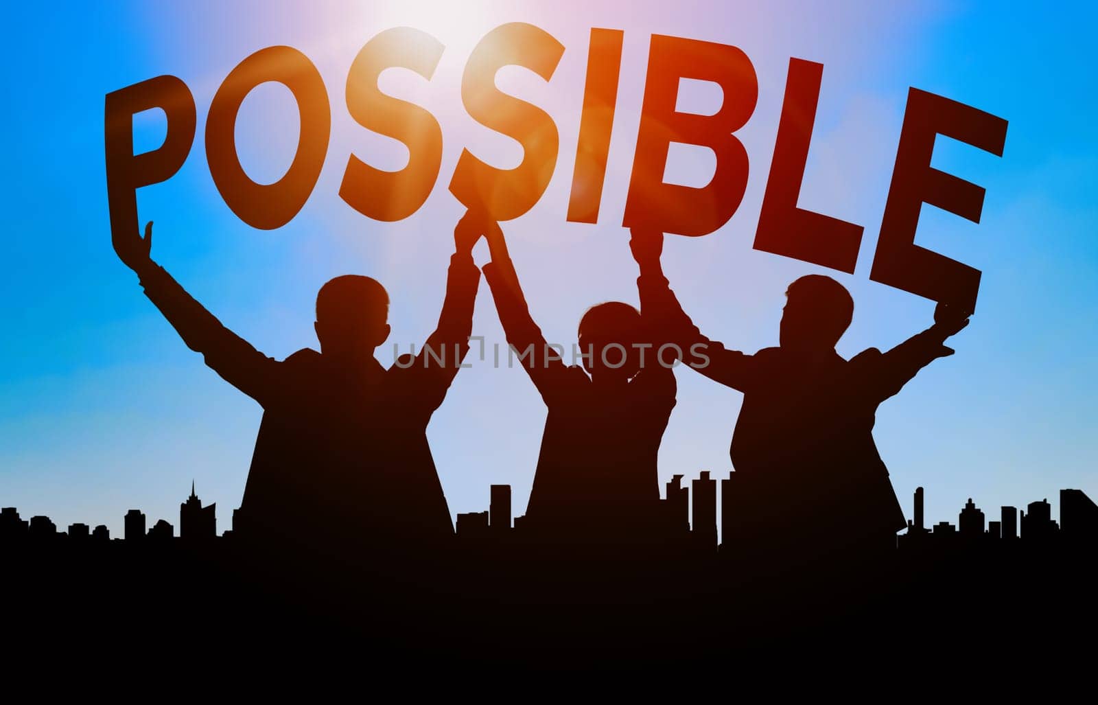 Achievement and Business Goal Success Concept - Creative business people with icon graphic interface showing employee reward giving for business success achievement. uds