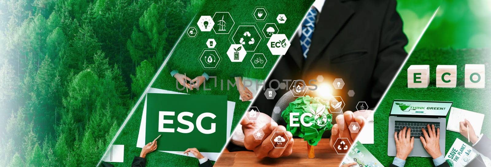 Green business ESG management tool to save world future concept model case idea to deal with bio carbon waste cycle data for better day of city life while building jobs, money, LCA tax and profit .