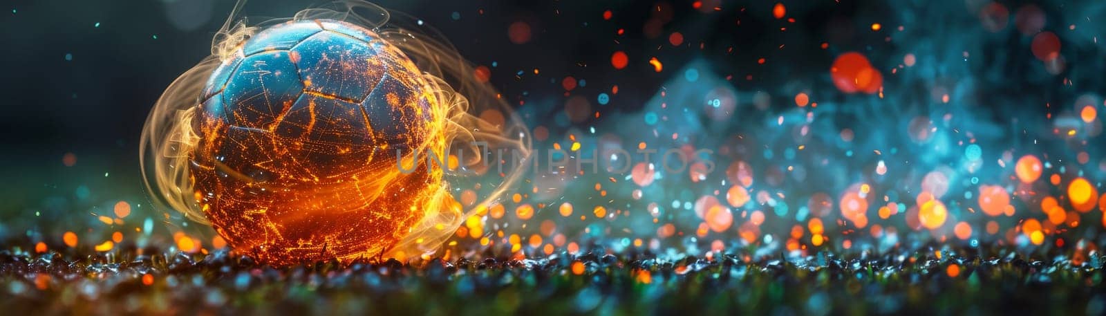 A ball with fire surrounding it. The image has a mood of excitement and energy