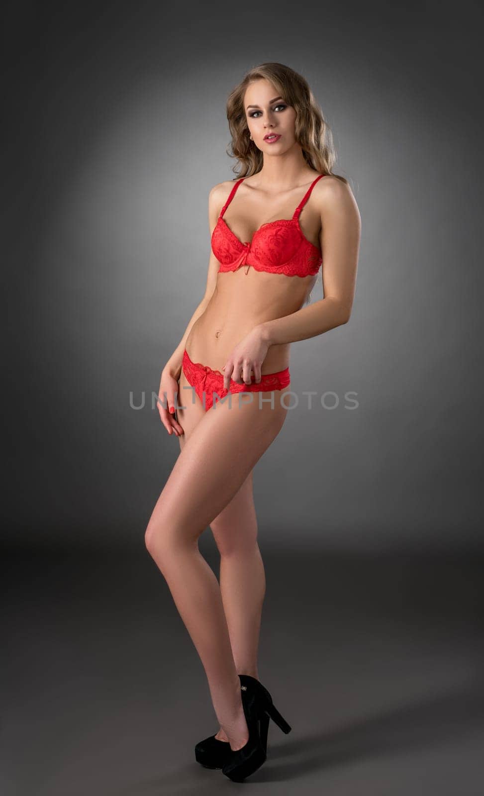 Pretty model posing in lingerie with embroidery by rivertime