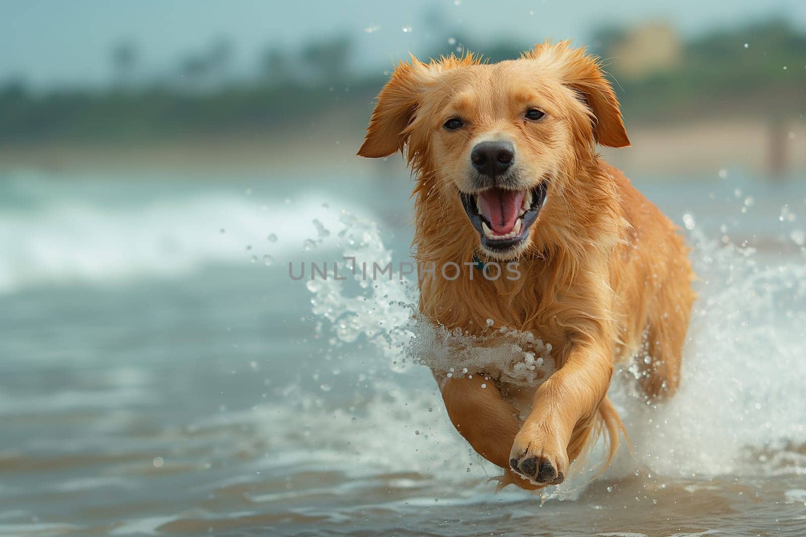 Happy dog running on the beach by Hype2art
