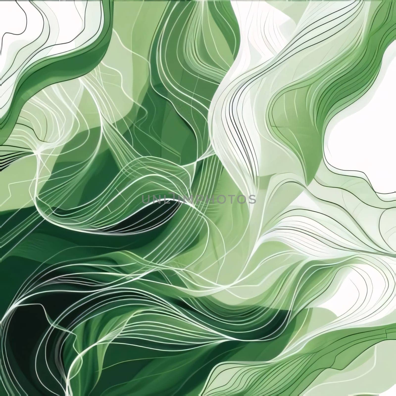 Abstract green background with lines and waves. Vector illustration. Eps 10 by ThemesS