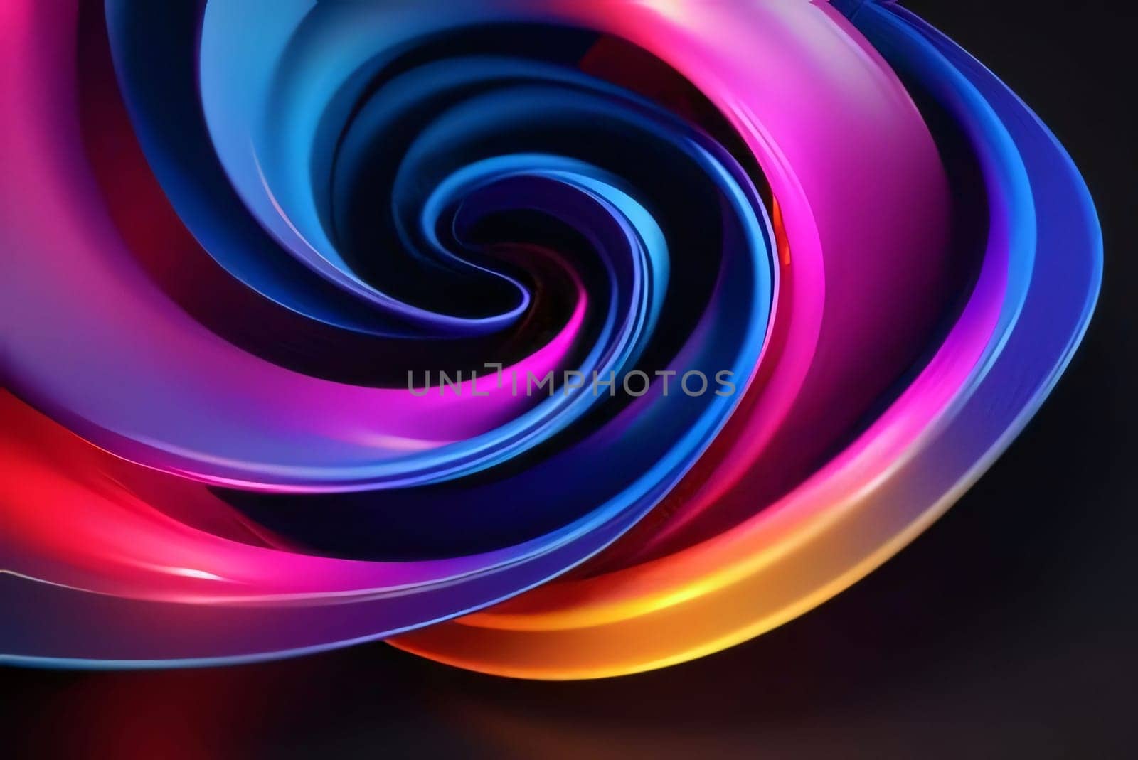 Abstract background design: 3d rendering of colorful swirls on black background. Computer generated abstract background.